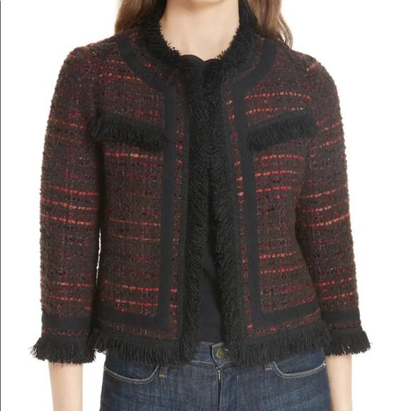 Kate Spade Multi Tweed Fringe Jacket NWOT - Picture 1 of 6